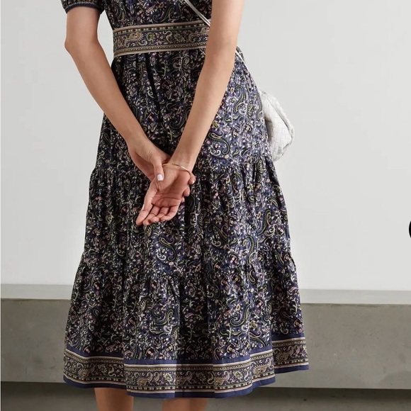 Veronica Beard Eunice Floral Puff-Sleeve Cotton Midi Shirt Dress Cottagecore 4/s - Picture 2 of 13